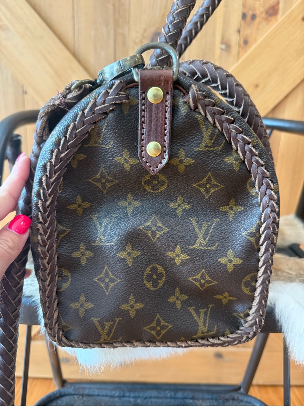Louis Vuitton Brown Monogram Braided Handle Speedy 25 Crossbody Bag - Picture 6 of 13